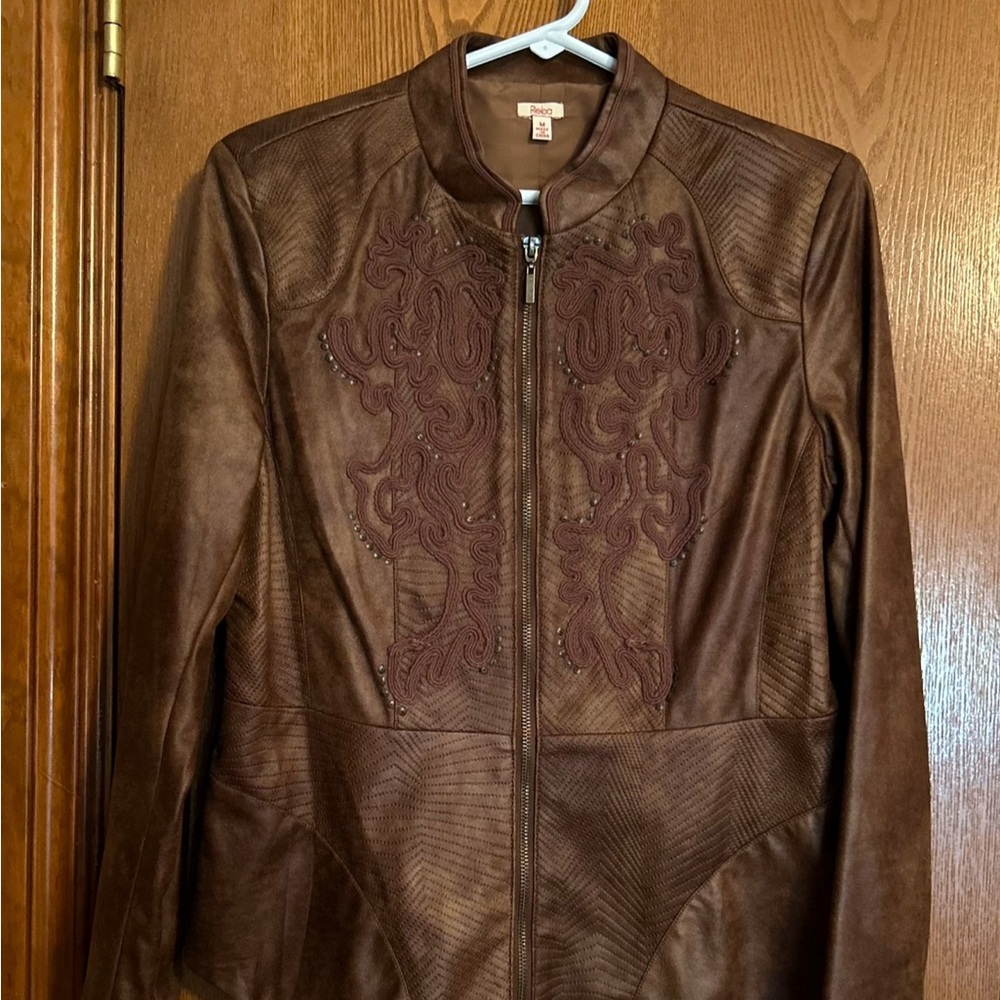 Reba Embroidered Faux Leather Women's Jacket